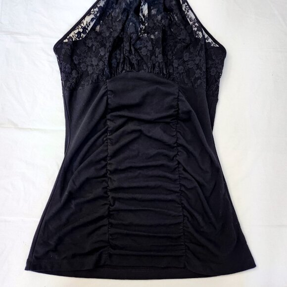 Mandee Black Halter with Sheer Lace Top, Med - Picture 2 of 6